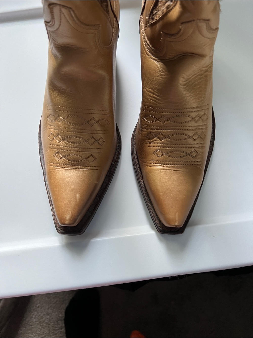 Frye Women's Copper-Tan Pointed Toe Western Leather Boots
